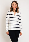 Serafina Collection One Size Half Zip Striped Sweater, White