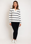 Serafina Collection One Size Half Zip Striped Sweater, White