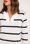 Serafina Collection One Size Half Zip Striped Sweater, White
