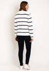 Serafina Collection One Size Half Zip Striped Sweater, White
