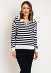 Serafina Collection One Size Striped Sweater, Navy