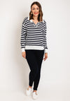 Serafina Collection One Size Striped Sweater, Navy