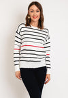 Serafina Collection One Size Contrast Stripe Sweater, White