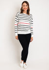 Serafina Collection One Size Contrast Stripe Sweater, White