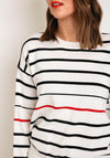 Serafina Collection One Size Contrast Stripe Sweater, White