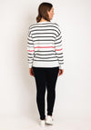 Serafina Collection One Size Contrast Stripe Sweater, White