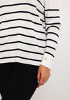 Serafina Collection One Size V-Neck Striped Sweater, White