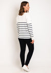 Serafina Collection One Size V-Neck Striped Sweater, White