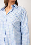 Serafina Checked Button-Down Shirt, Light Blue