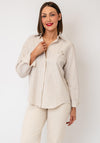 Serafina Checked Button-Down Shirt, Beige