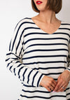 Serafina Collection One Size Striped Sweater, Navy and Cream