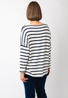 Serafina Collection One Size Striped Sweater, Navy and Cream
