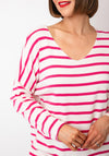 Serafina Collection One Size Striped Sweater, Pink and Cream