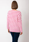 Serafina Collection One Size Striped Sweater, Pink and Cream