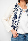 Serafina Collection Flower Embroidered Knit Cardigan, Off White