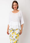 Serafina Collection One Size Ruffle Linen Blouse, White