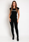 Serafina Collection Embellished Text Fitted Top, Black