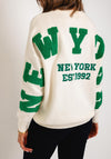 Serafina Collection One Size New York Graphic Sweater, Ecru