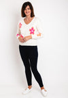 Serafina Collection One Size Flower Print Sweater, Ecru