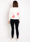 Serafina Collection One Size Flower Print Sweater, Ecru
