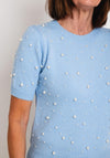 Serafina Collection One Size Pearl Sweater, Sky Blue