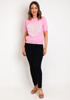 Serafina Collection One Size Tulle Heart Sweater, Fuchsia