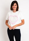 Serafina Collection One Size Tulle Heart Sweater, White
