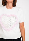 Serafina Collection One Size Tulle Heart Sweater, White