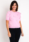 Serafina Collection One Size Bow Applique Sweater, Rose