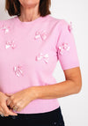 Serafina Collection One Size Bow Applique Sweater, Rose