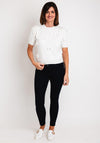 Serafina Collection One Size Bow Applique Sweater, White