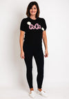 Serafina Collection One Size Beaded Text Sweater, Black