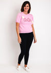 Serafina Collection One Size Beaded Text Sweater, Rose