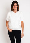 Serafina Collection One Size Floral Mesh Sweater, White
