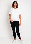 Serafina Collection One Size Floral Mesh Sweater, White