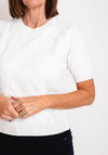 Serafina Collection One Size Floral Mesh Sweater, White