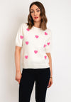 Serafina Collection One Size Heart Applique Knit Sweater, Cream
