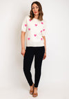 Serafina Collection One Size Heart Applique Knit Sweater, Cream
