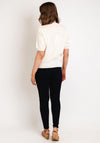Serafina Collection One Size Heart Applique Knit Sweater, Cream