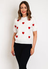 Serafina Collection One Size Heart Applique Knit Sweater, White