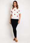 Serafina Collection One Size Heart Applique Knit Sweater, White