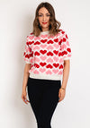 Serafina Collection One Size Heart Print Knit Sweater, Rouge