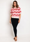 Serafina Collection One Size Heart Print Knit Sweater, Rouge
