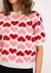 Serafina Collection One Size Heart Print Knit Sweater, Rouge