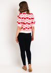 Serafina Collection One Size Heart Print Knit Sweater, Rouge