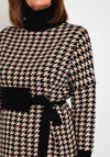Serafina Collection Houndstooth Mini Jumper Dress, Black & Beige