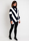 Serafina Collection Zig Zag Print Oversized Jumper, Navy & White