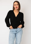 Serafina Collection Frill Wrap Cardigan, Black