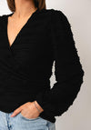 Serafina Collection Frill Wrap Cardigan, Black