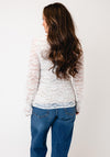 Serafina Floral Print Long Sleeve Mesh Top, White